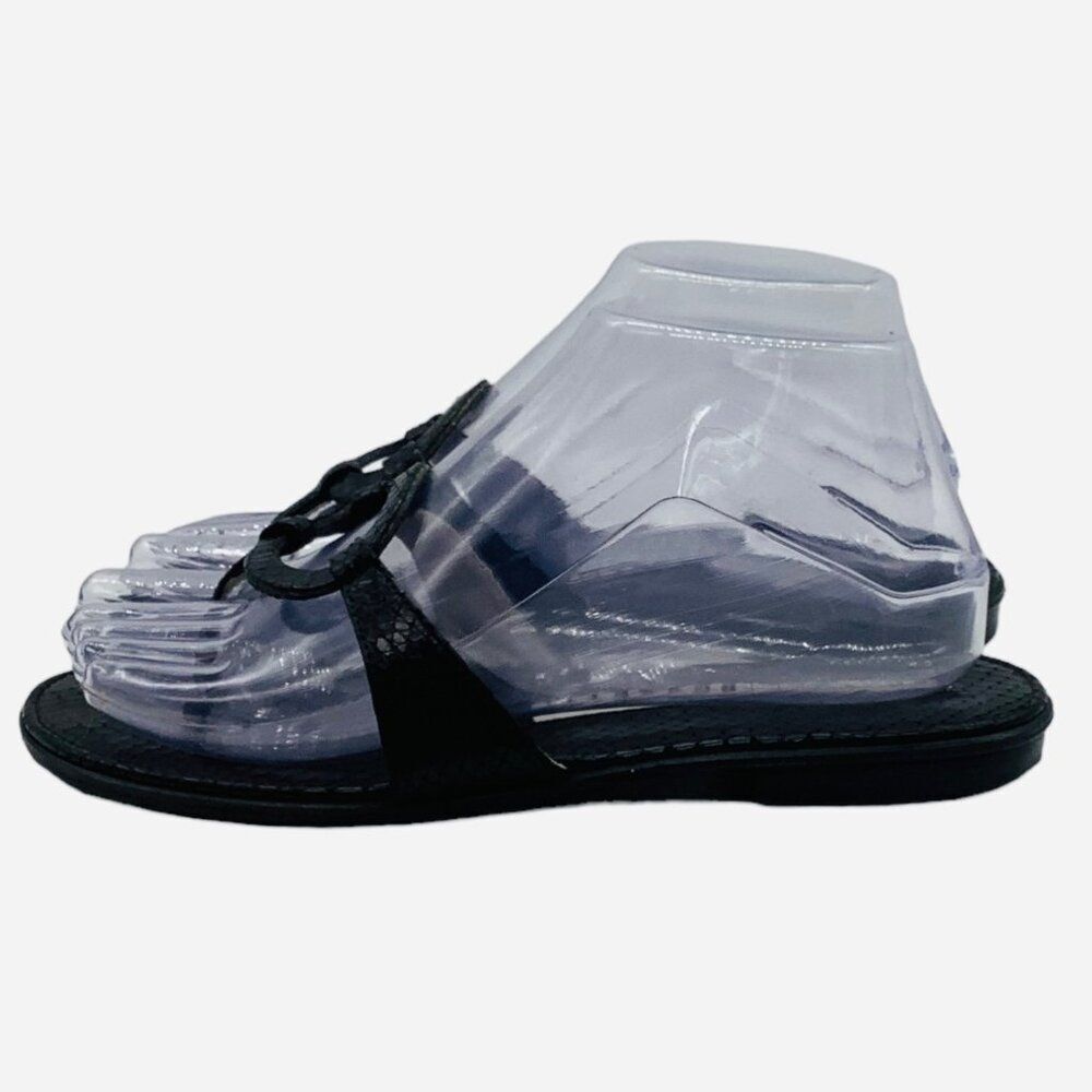 Fratelli Rossetti Thong Sandals EU 35 US 5 Black Leather Flat Flip Flops Italian - Picture 3 of 8